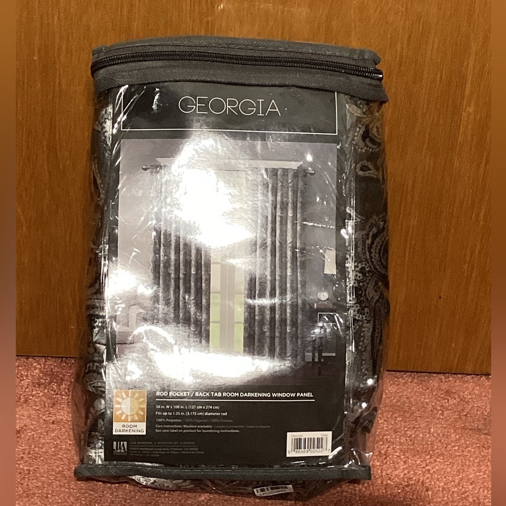 Georgia Print Room Darkening Grommet Window Curtain Panel - Grey 108"